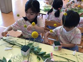 年長 お花教室、野菜の苗植え